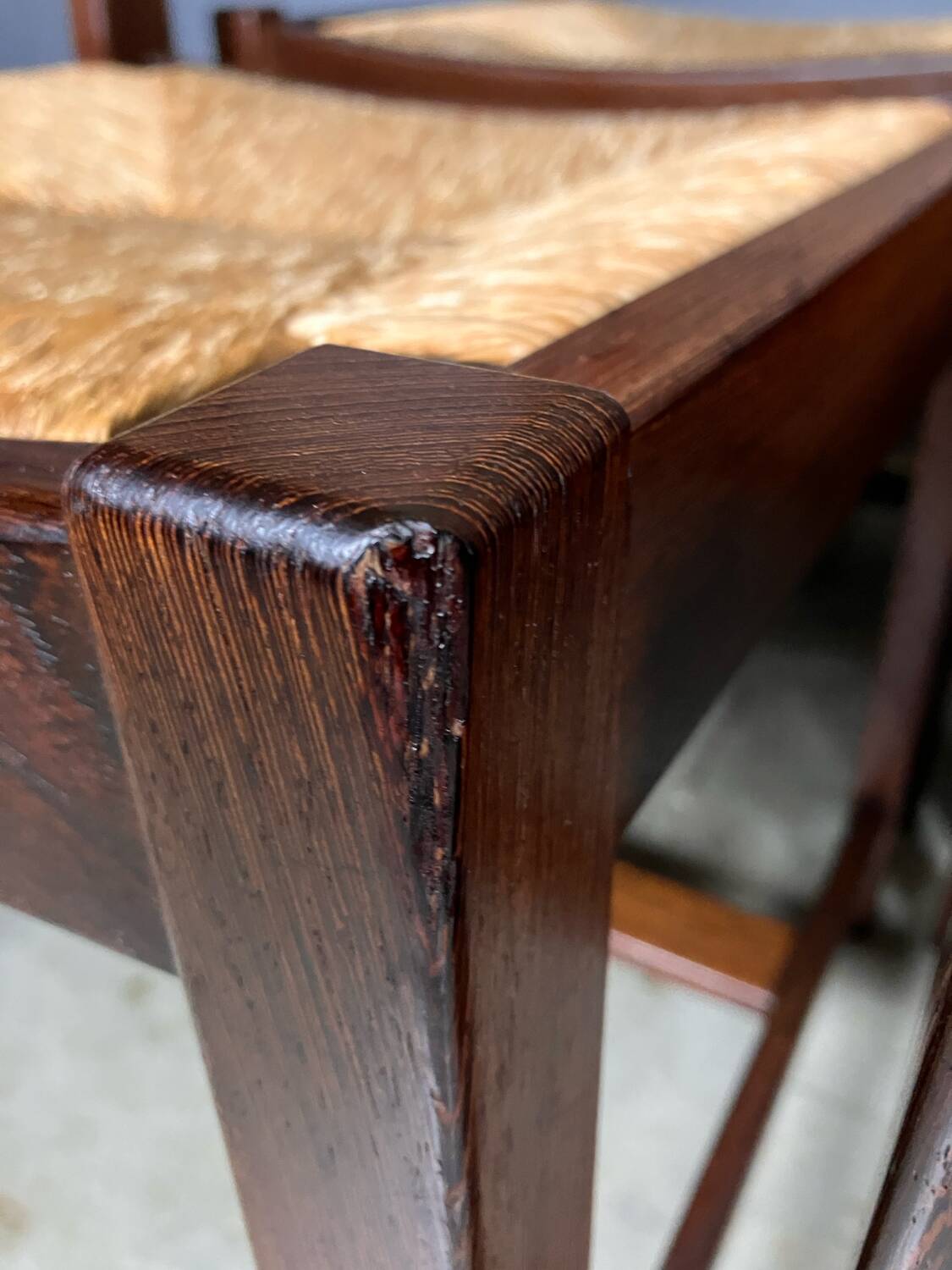 6 chairs rush Wenge Brutalist Mid Century