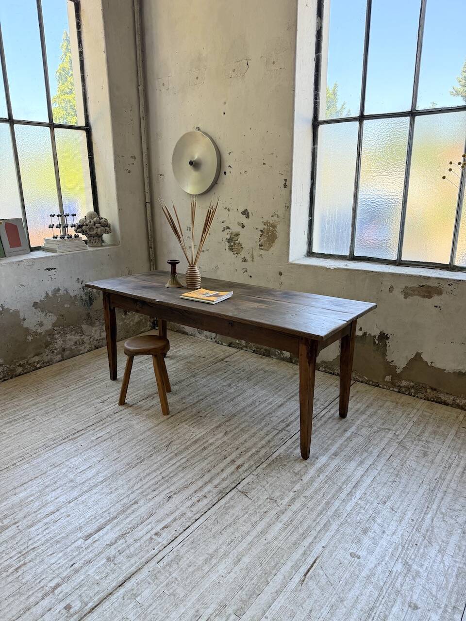 1950s oak farmhouse table with spindle legs