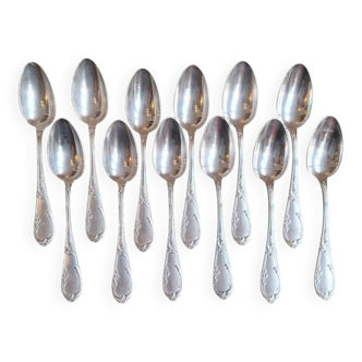 Set of silver-plated soup spoons in rocaille style