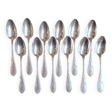 Set of silver-plated soup spoons in rocaille style