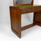 Art deco dressing table in sculpted walnut, france, circa 1930