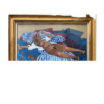 HSP painting "Nude on the couch" 1973 by B. Zeller (1930/2009) Orientalist
