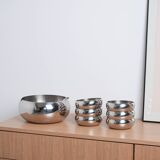 Set of stainless steel bowls, Italian design, 1980s, made in Italy