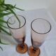 Set of 2 pink glass champagne flutes