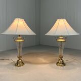 Lampes de table Hollywood Regency en cristal et laiton par Underwriters Laboratories Inc