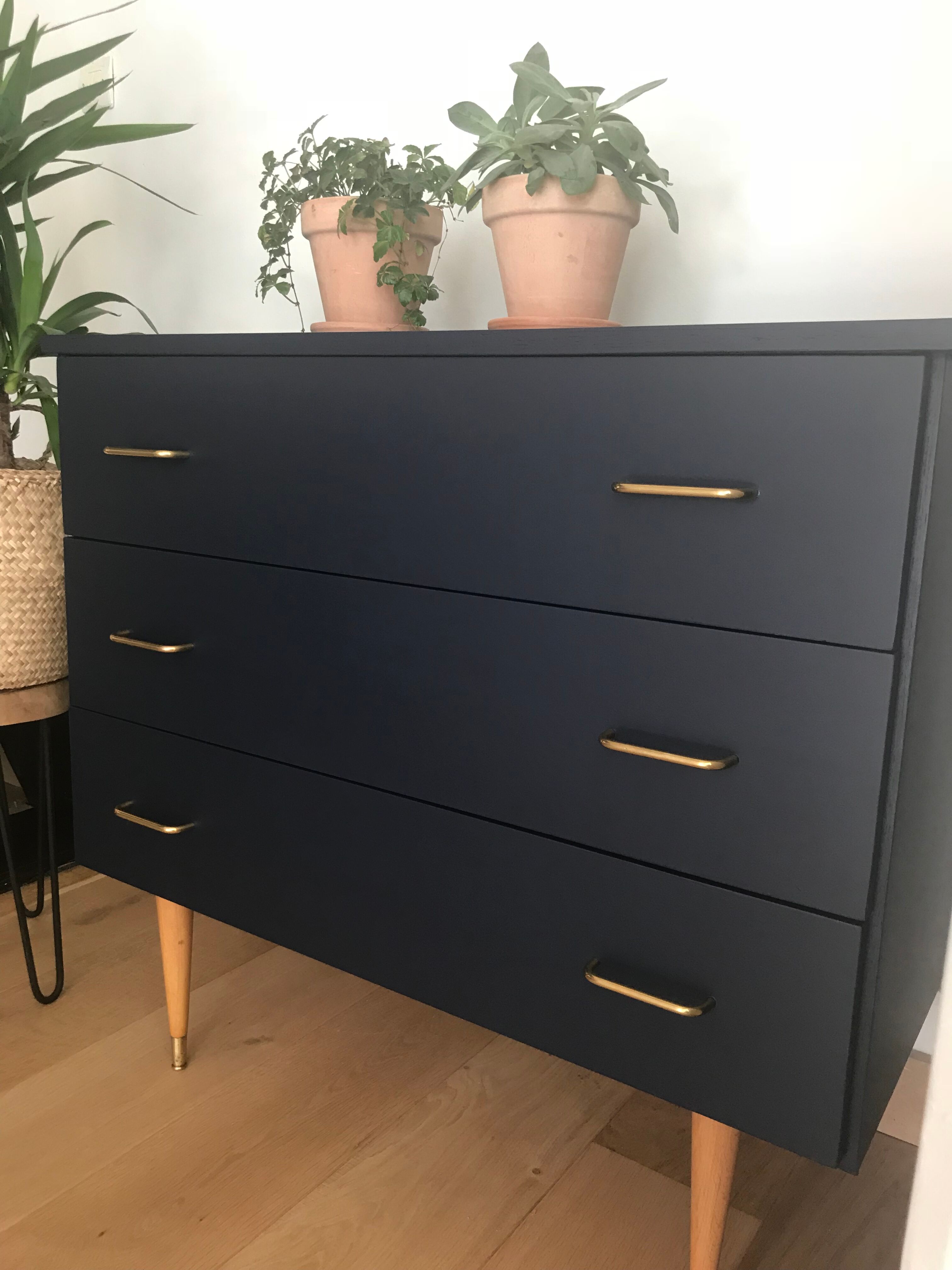 Dark blue vintage chest of drawers
