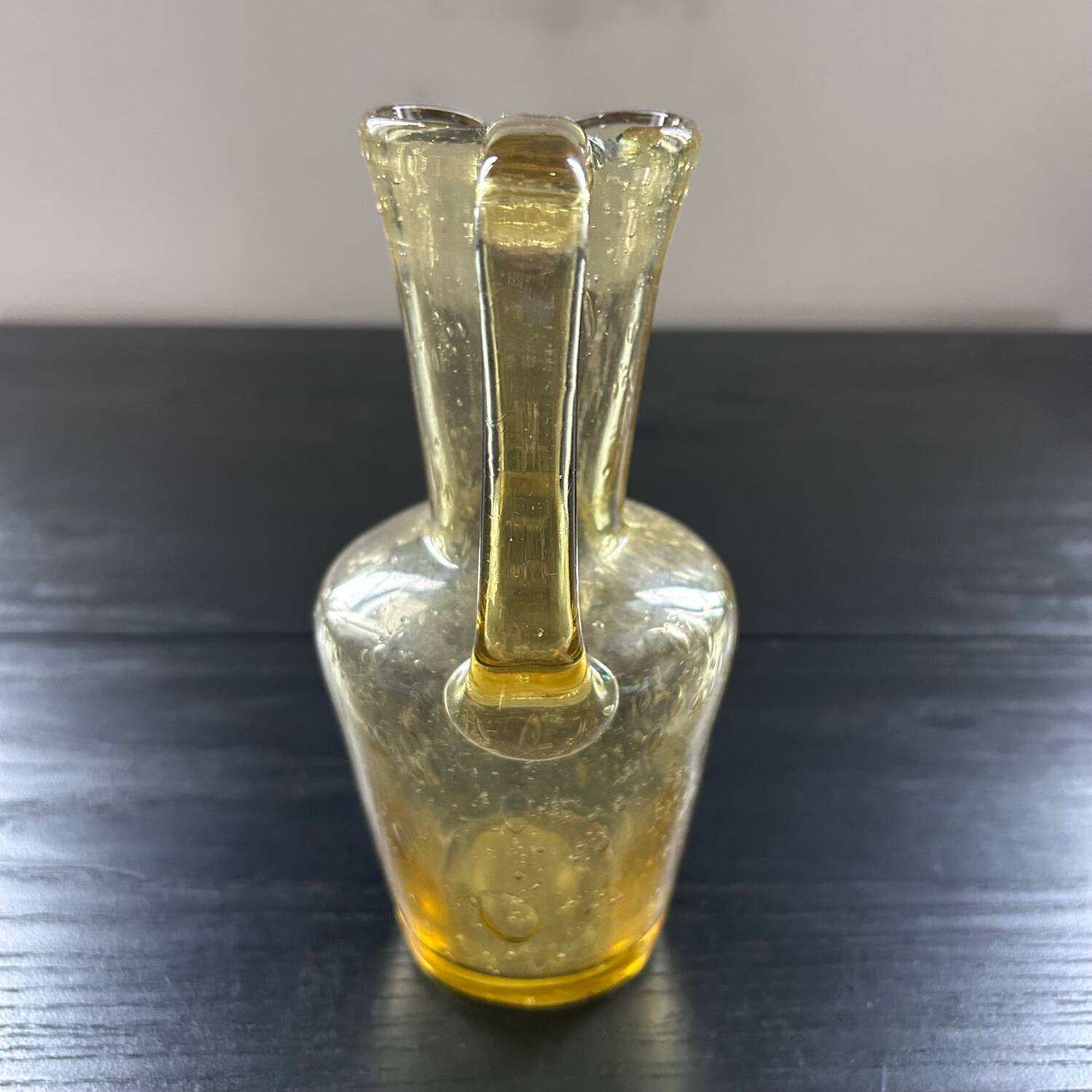 Bubbled glass style amber carafe