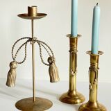 Vintage Knot Candle Holders Brass Metal