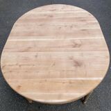 Table à manger art déco ronde ovale extensible rénovée en bois massif