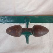 Wall coat rack in metal and old wood