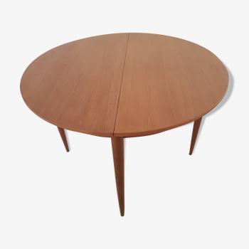 Table de salle à manger ronde extensible scandinave en teck vintage