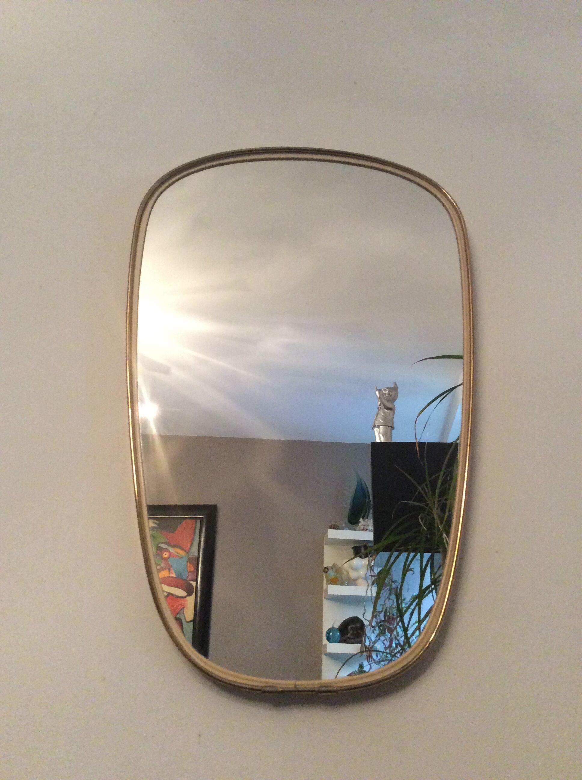 Free-form asymmetric mirror from the 60s and 70s 36x57cm