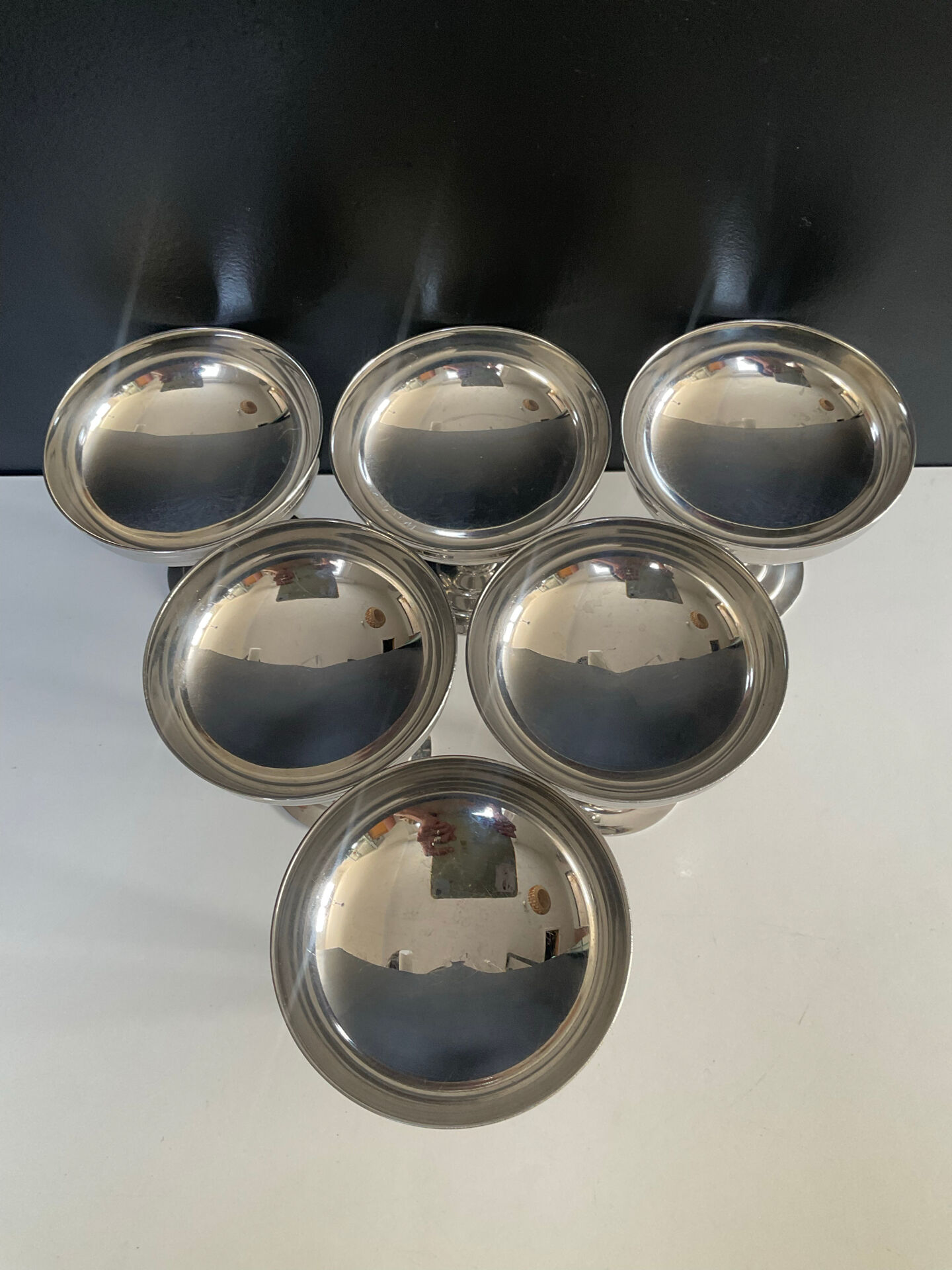 Set of 6 vintage stainless steel ice cream bowls