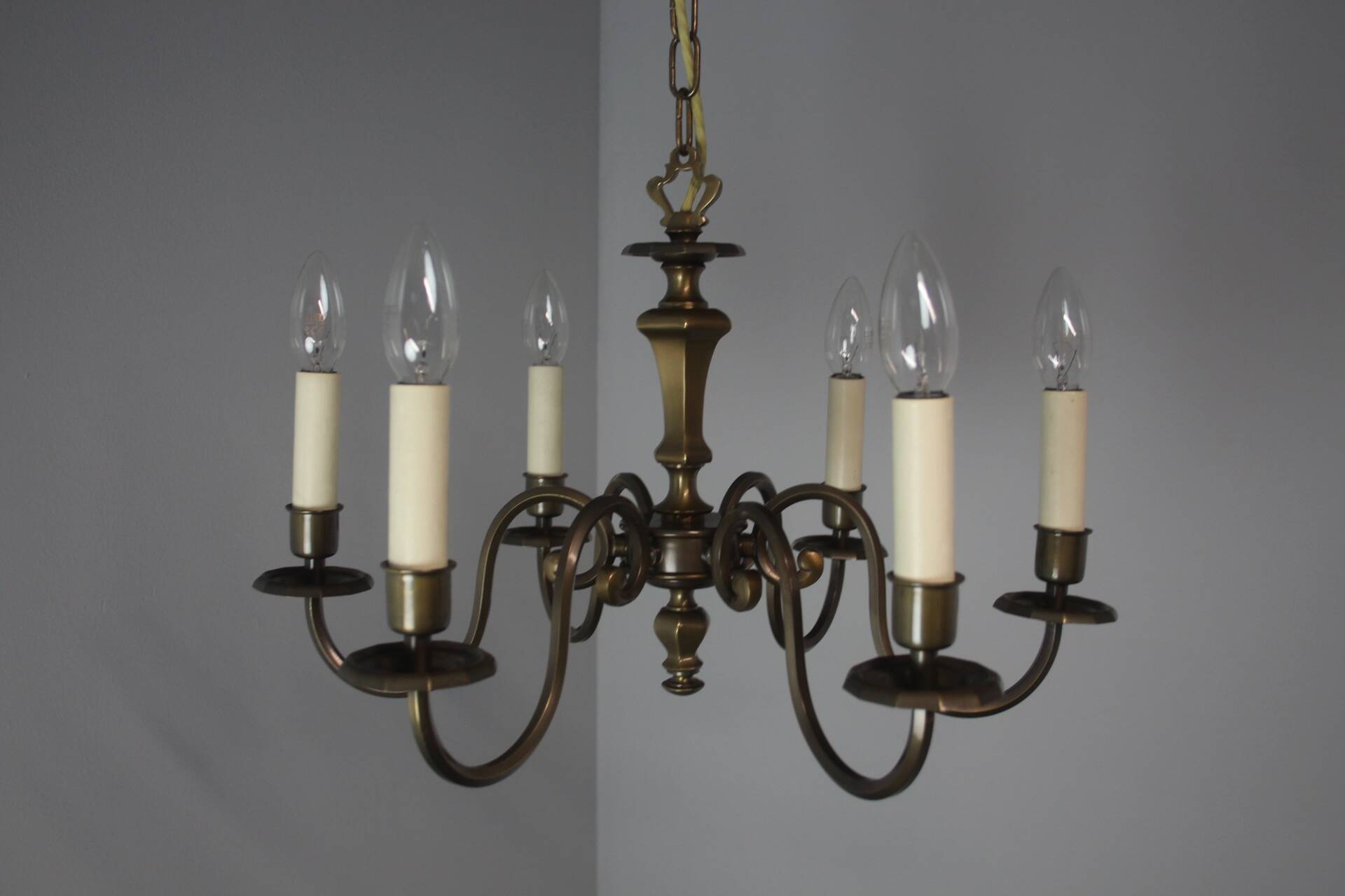Vintage six-arm chandelier, 1970's.