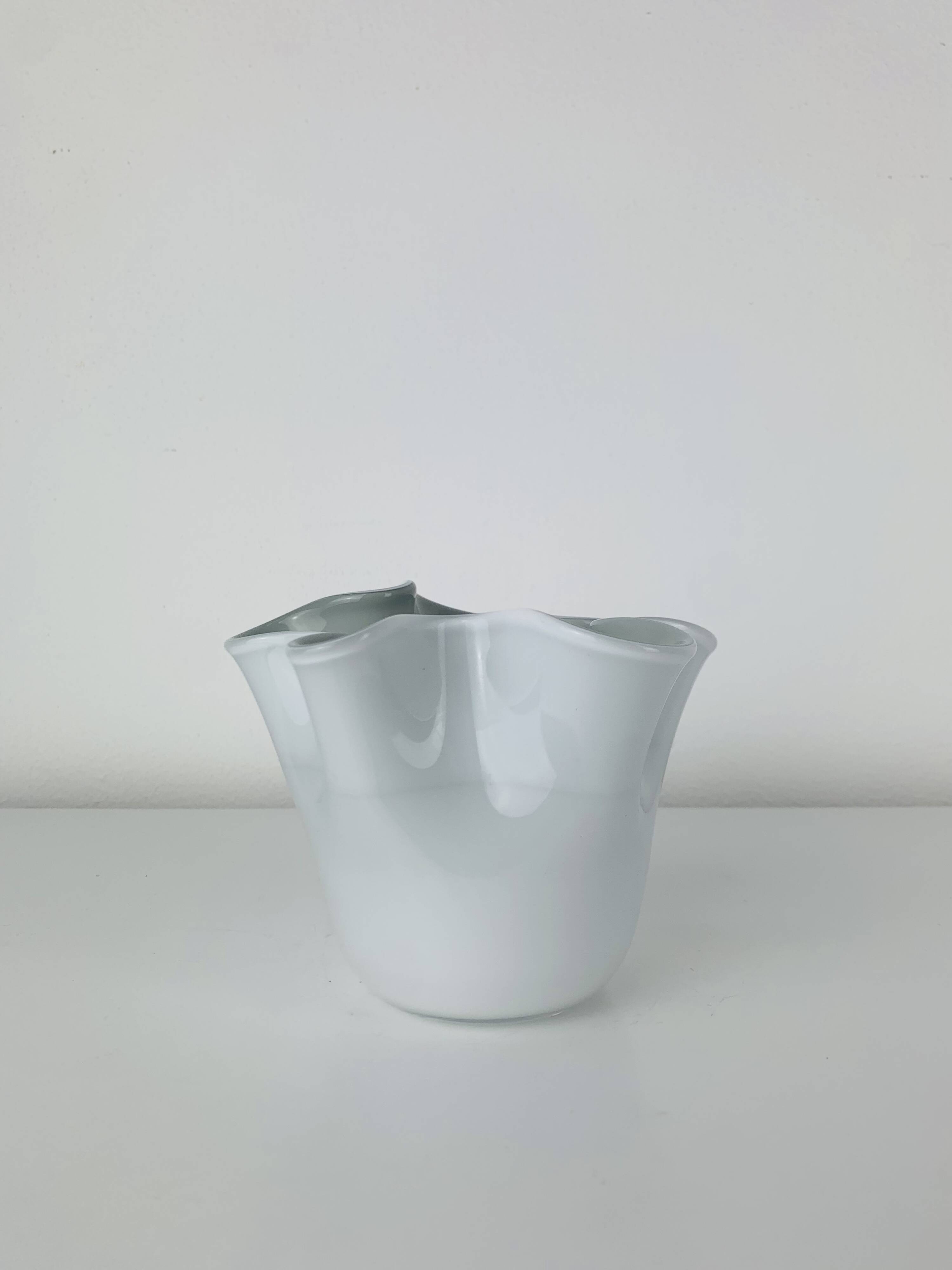 Vintage white glass handkerchief vase