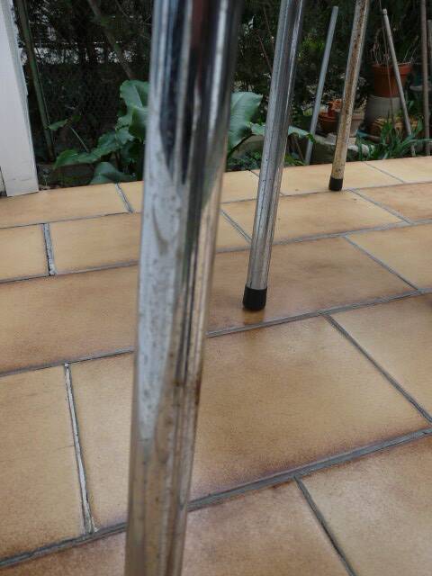 3 canary yellow formica chairs