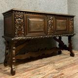 Atypical renaissance buffet in solid walnut around 1850