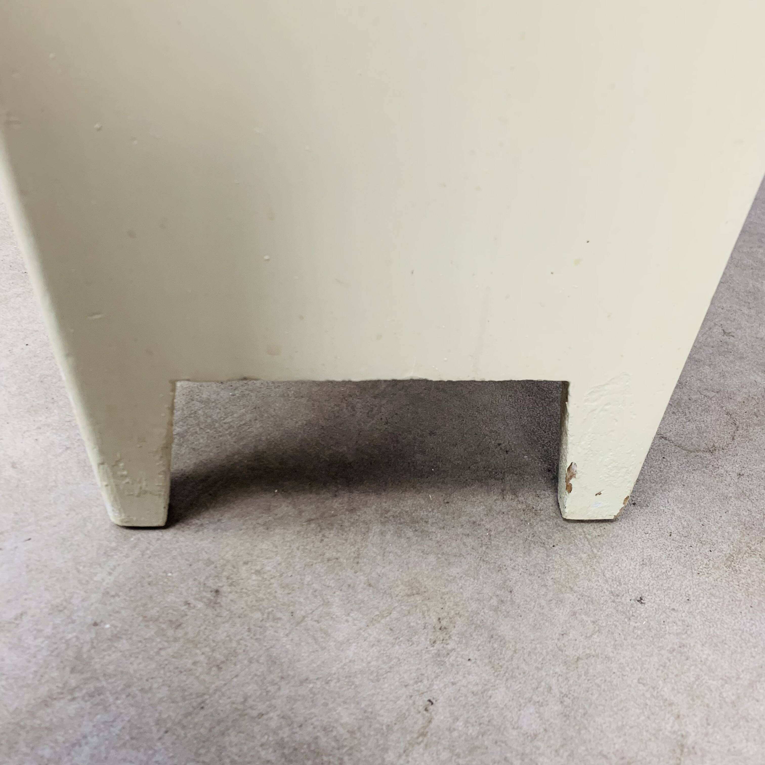 White wood convenient storage unit from the 1950s