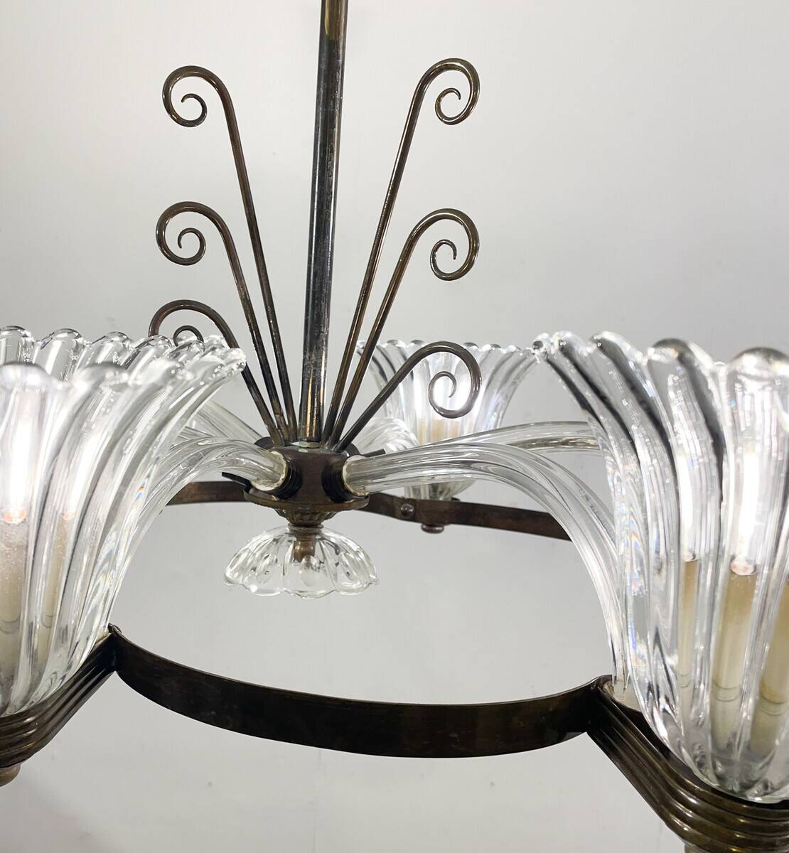 Mid-Century Modern Chandelier, Murano, Barovier Style, 1950s