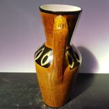 Scheurich europ linie vase beige & black ceramic + vintage germany handle