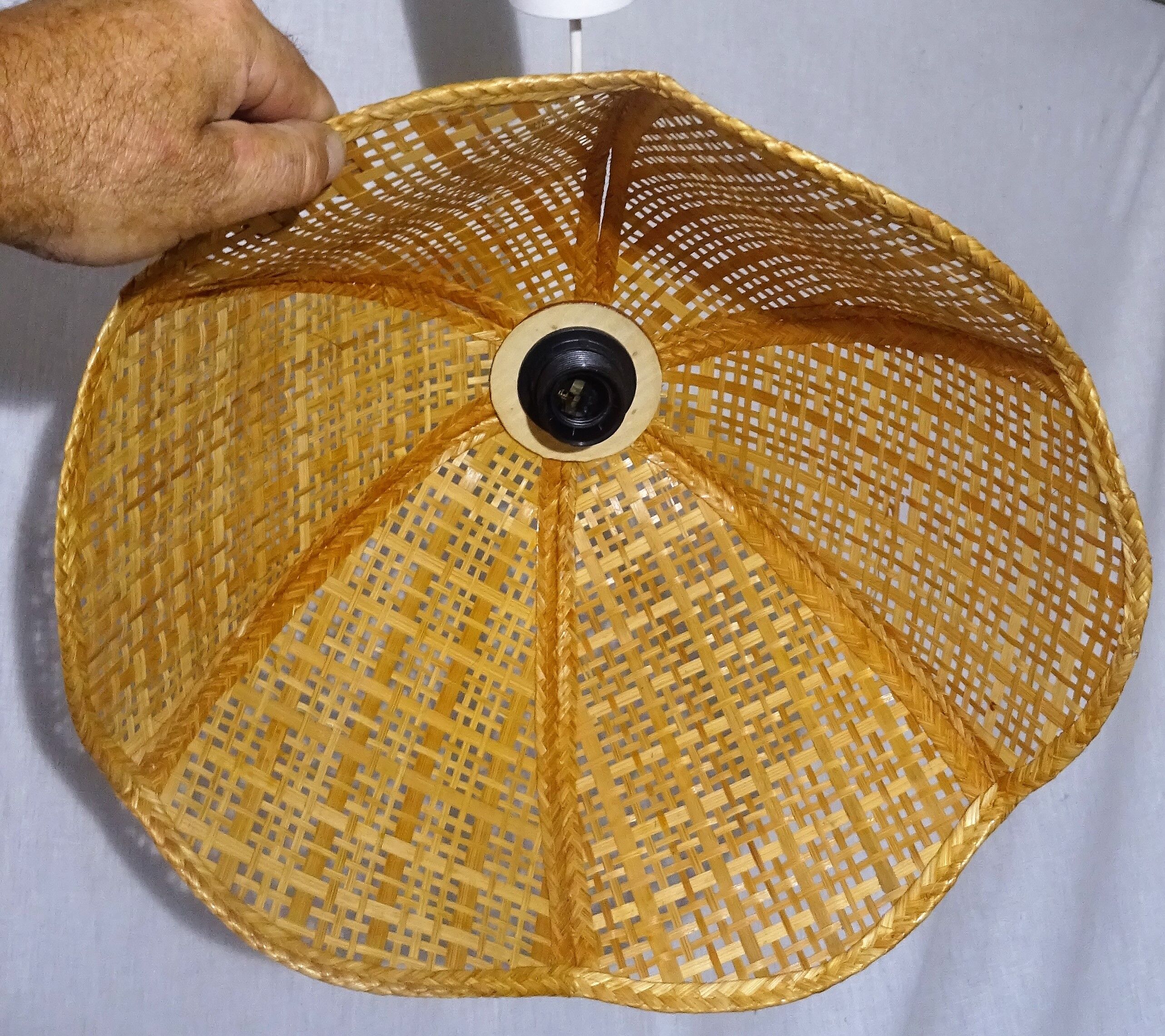 Vintage lampshade in braided rattan