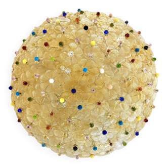 Venetian Gold Flowers and Multicoloured Murano Glass Flush Mount