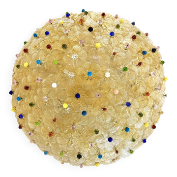 Venetian Gold Flowers and Multicoloured Murano Glass Flush Mount