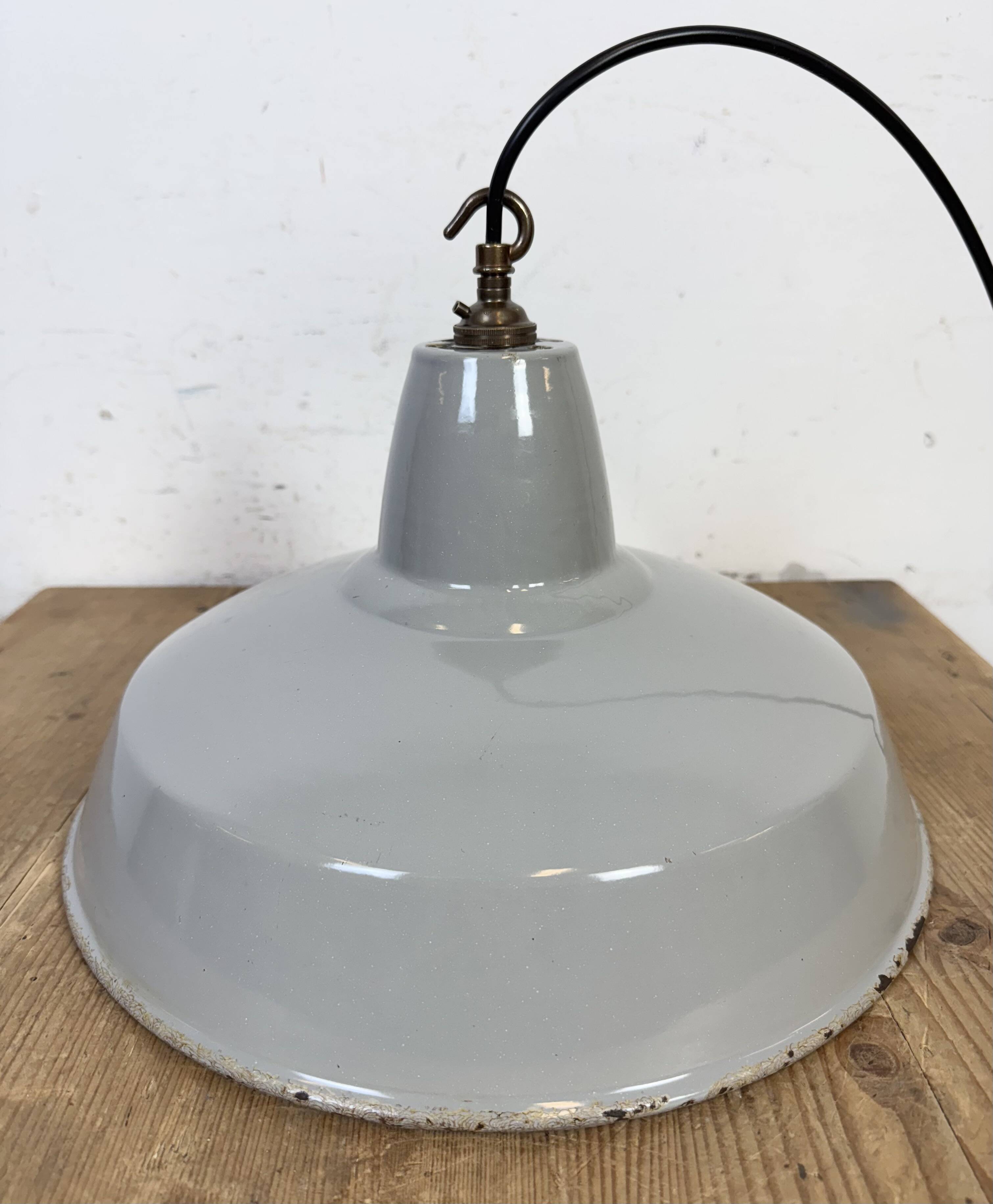 Industrial Grey Enamel Factory Pendant Lamp from Thorlux, 1960s