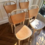 4 Gemla Vilda 3 dining chairs – Solid beech and natural leather – Sweden