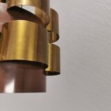 Danish cylindrical hanging lamp in brown and gold 1980s