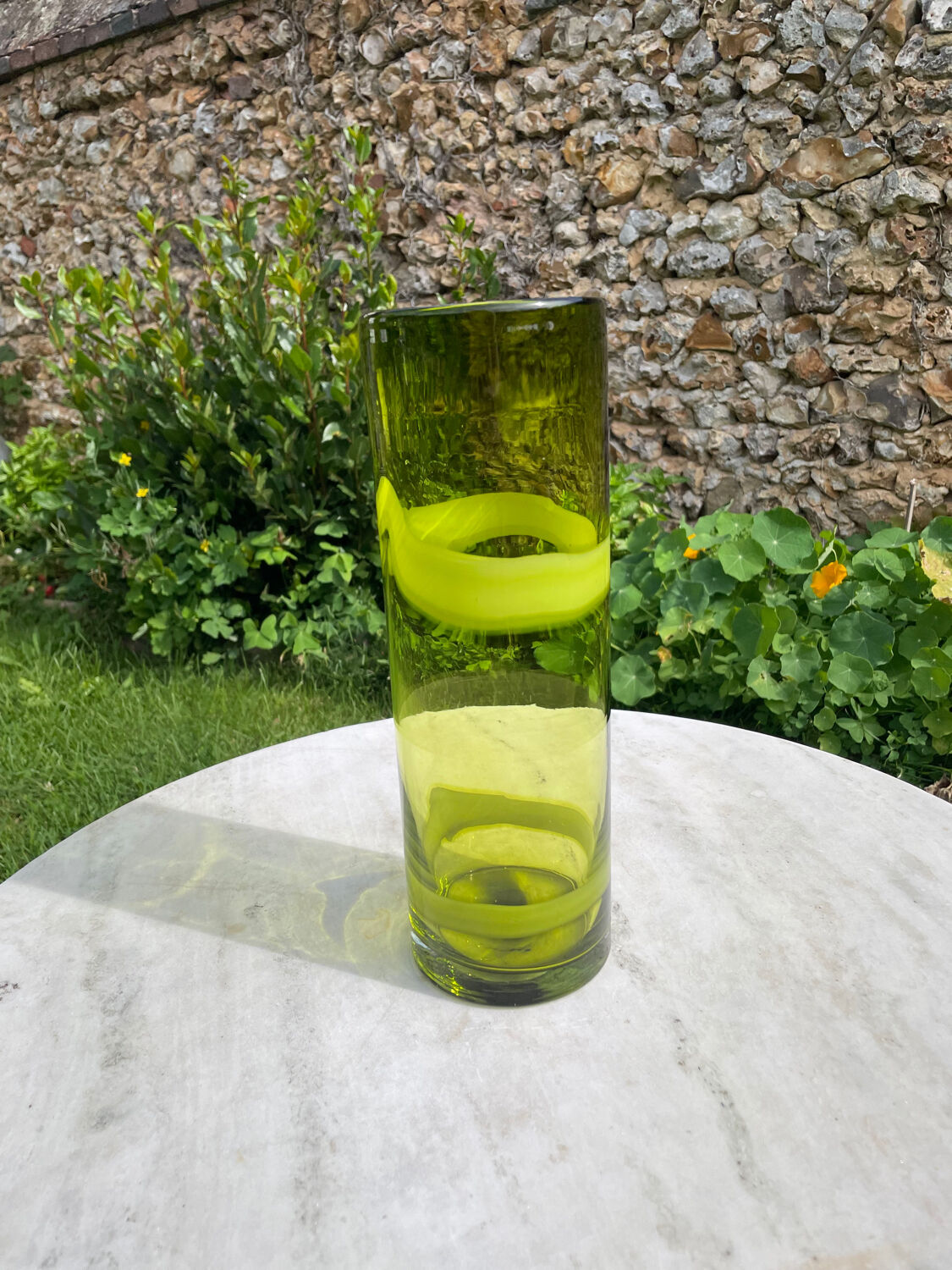 Vintage green glass vase 1970