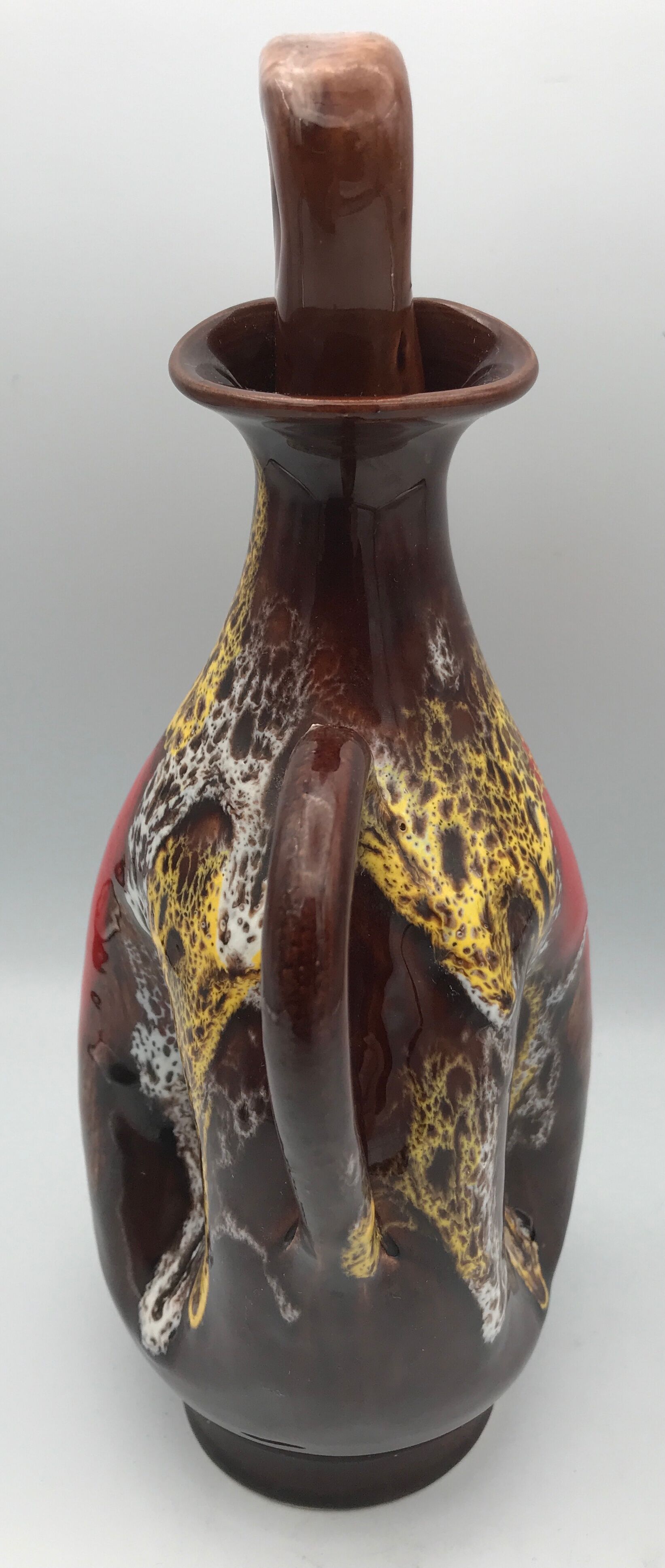 Ceramic bottle of vallauris polychrome enamel 25 cm