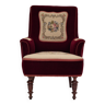 Années 1950, fauteuil à dossier haut fabriqué à la main au Danemark, état d'origine, meuble en velours.