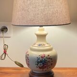 Vintage Ceramic Lamp with Wooden Base
