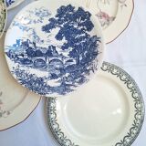 Vintage blue pink green dinner plates