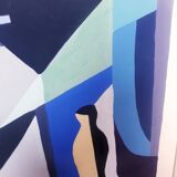 Cubist gouache painting, still life, anonymous 1970