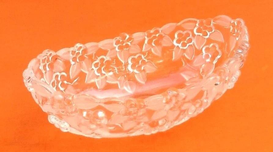 Bowl / Fruit bowl transparent glass with floral decoration