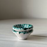 Salière et poivrière en céramique, vertes et blanches