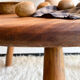Brutalist wooden round table