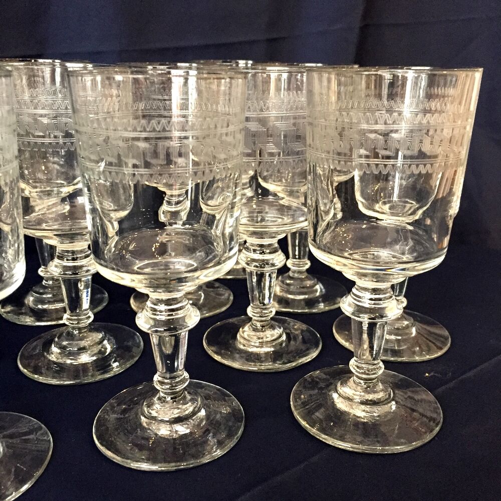 Suite of 11 glasses with liquor or port glass louis philippe