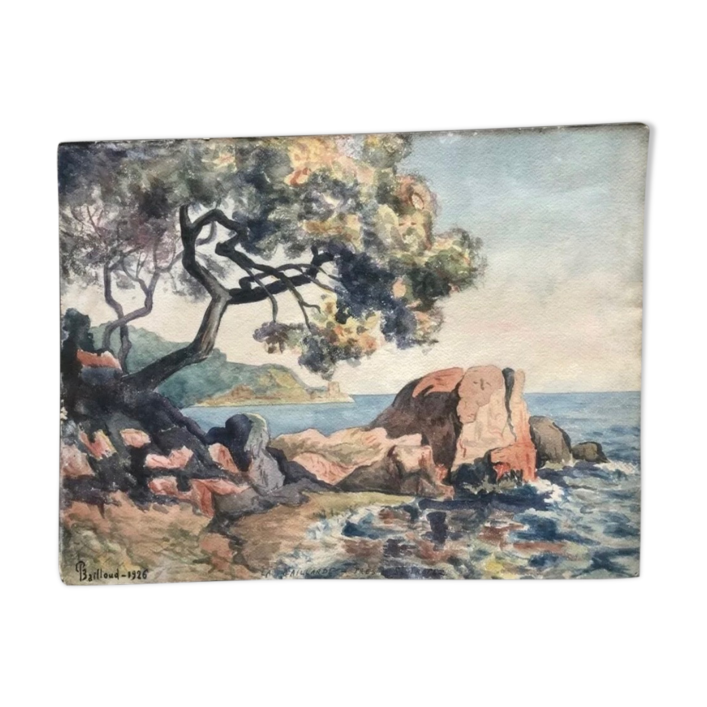 Painting painting Saint Tropez watercolor 1926