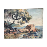 Painting painting Saint Tropez watercolor 1926