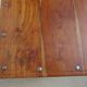 Square coffee table in exotic wood and wrought iron.
