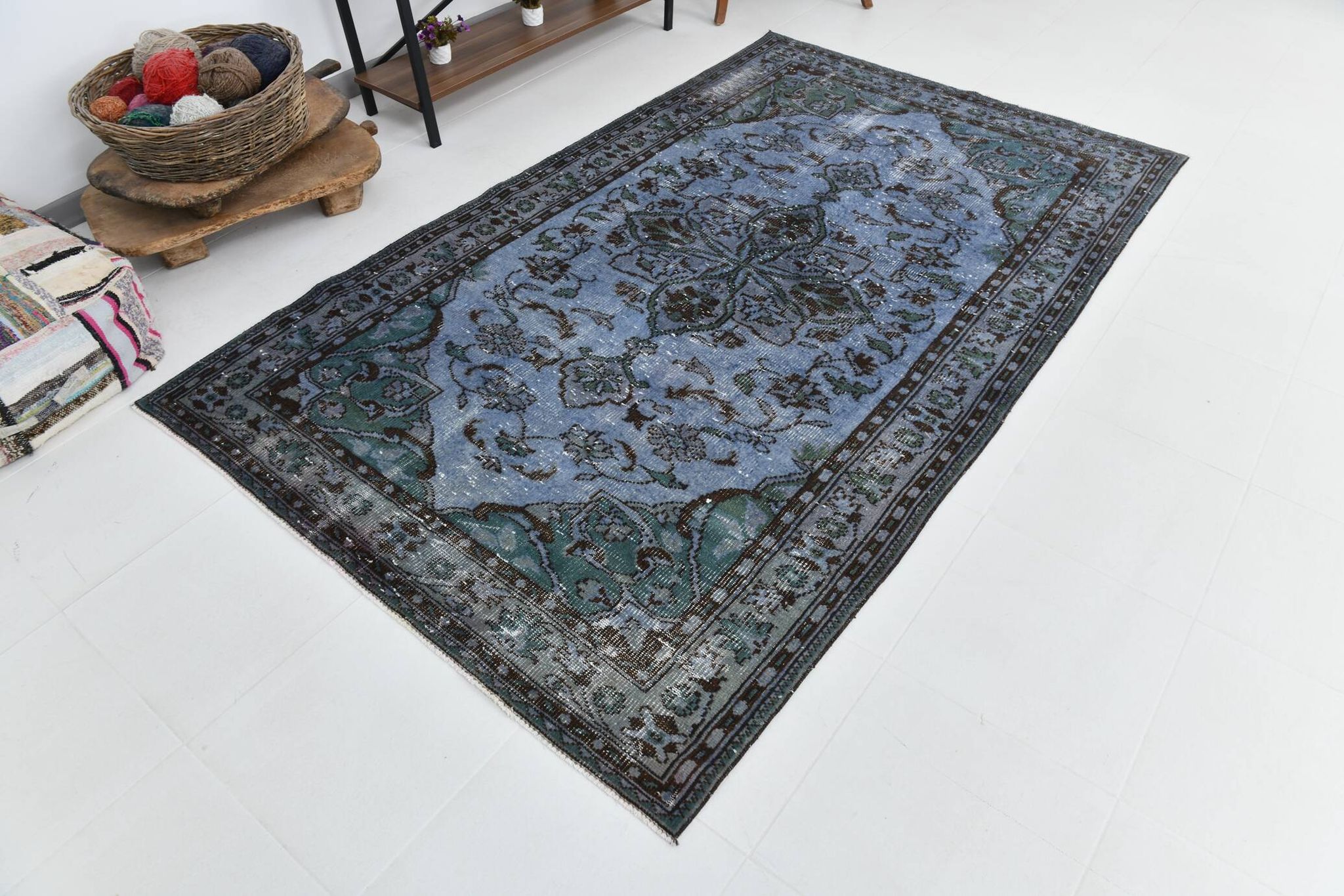 Tapis persan oriental bleu 5x8 153x253 cm SK 23247