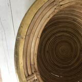 Rattan and vintage brass pot cover