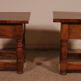 pair of Spanish walnut bedside tables