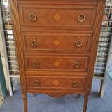 Walnut chest of drawers with 4 pink marble drawers