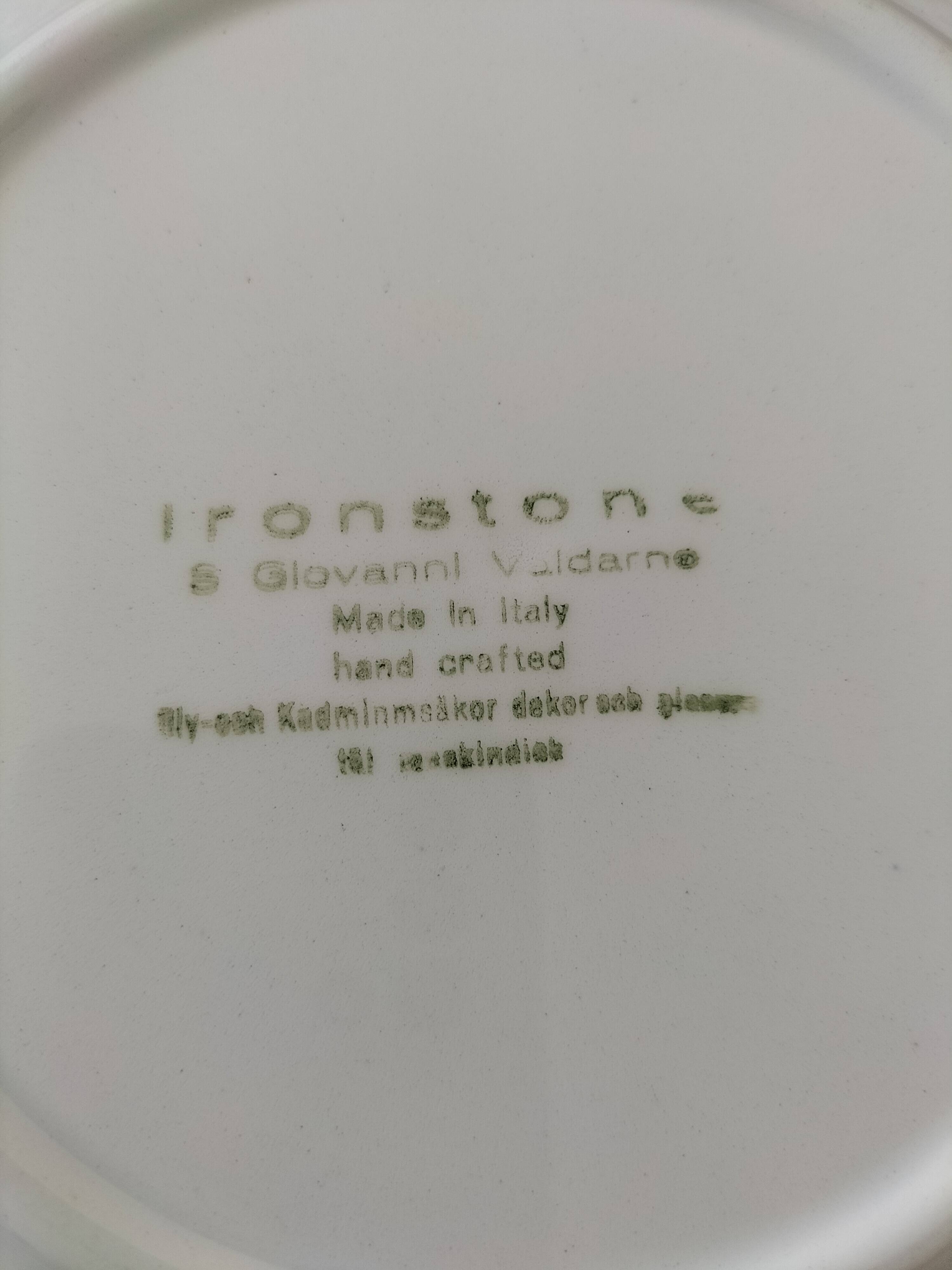 Set of 6 Vintage Italian Ironstone Plates S. Giovanni Valdarno