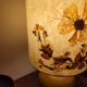 Handmade lamp in mustard glazed ceramic, vegetal lampshade