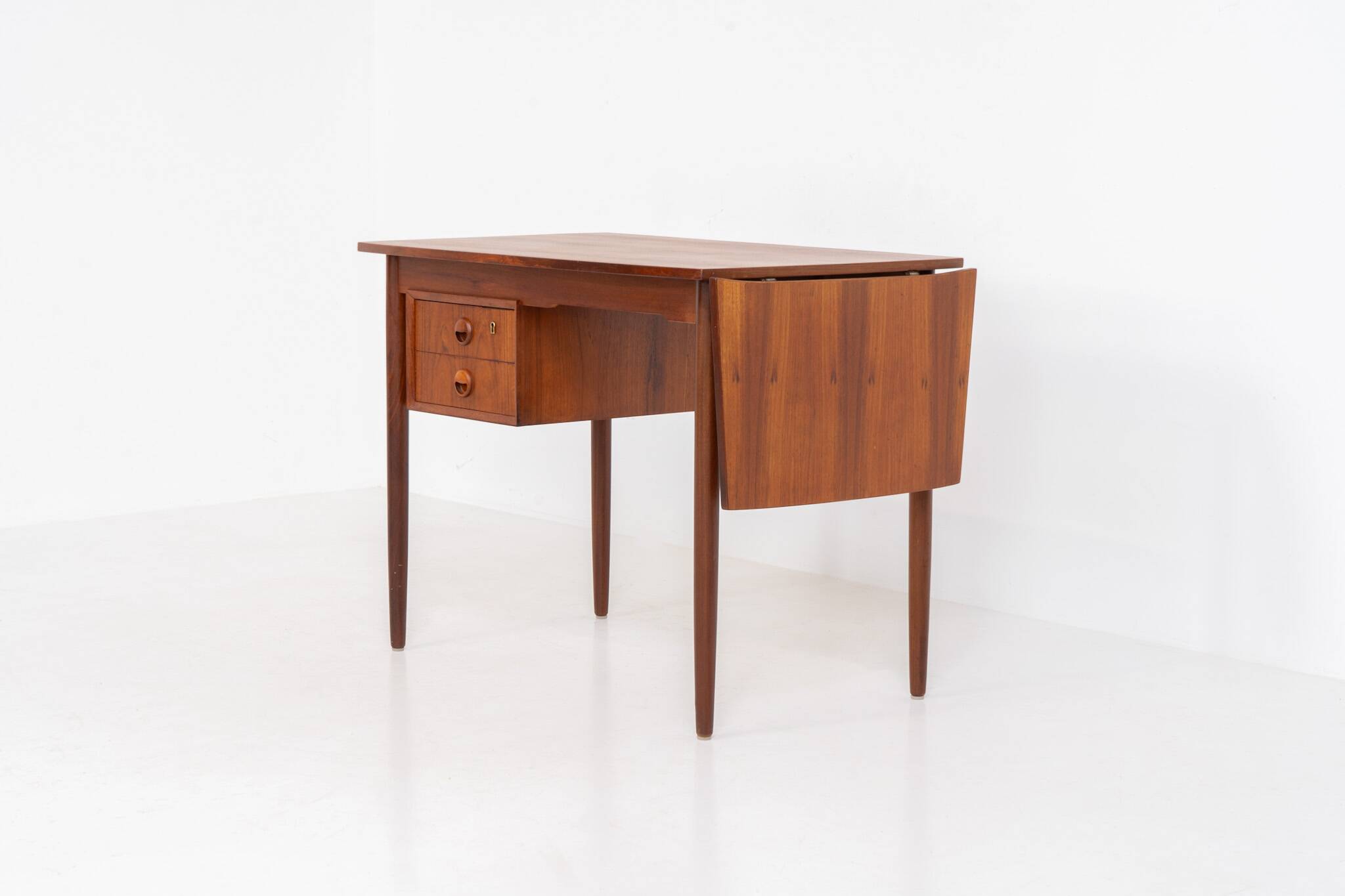 Teak drop-leaf desk